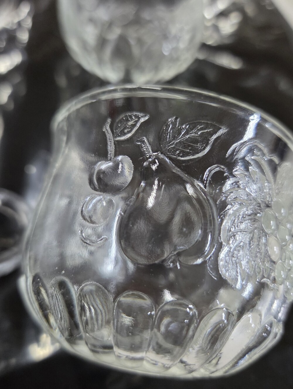 Vintage Jeannette Glass Fruit Clear Punch Cups Set of 5 Orchard Replacement Glas